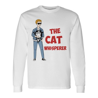 The Cat Whisperer Man Custom Long Sleeve Shirt - Gift for Cat Lovers - Thegiftio UK