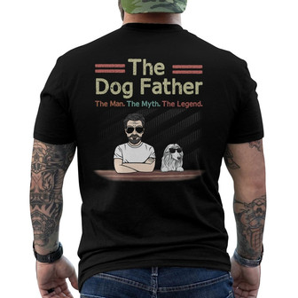 The Dog Father Cool Peeking Dog Custom Back Print T-Shirt - For Dad - Thegiftio UK