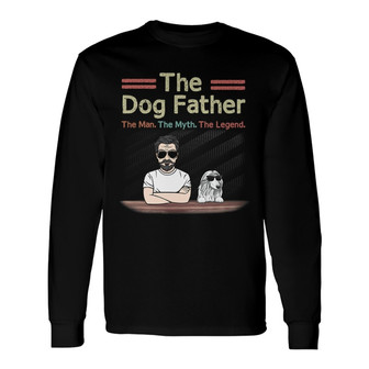 The Dog Father Cool Peeking Dog Custom Long Sleeve Shirt - For Dad - Thegiftio UK