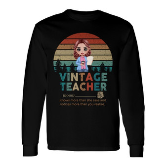 Vintage Doll Teacher Personalized Long Sleeve Shirt - Teacher Gift - Thegiftio UK