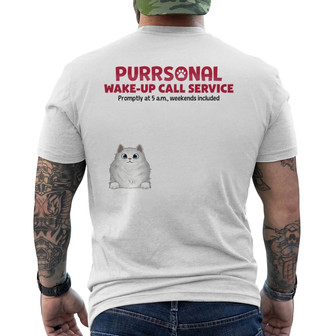 Wake-Up Call Service Fluffy Cats Custom Back Print T-Shirt - Thegiftio UK