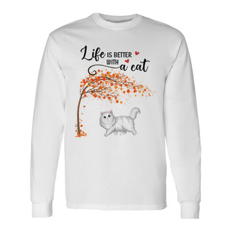 Walking Cats Under Tree Custom Long Sleeve Shirt - Gift for Cat Lovers - Thegiftio UK