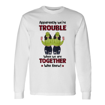 We're Trouble Front View Red Plaid Custom Long Sleeve Shirt - Thegiftio UK
