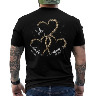 Wife Mom Grandma Hearts Personalized Back Print T-Shirt - Gift for Mom - Thegiftio UK