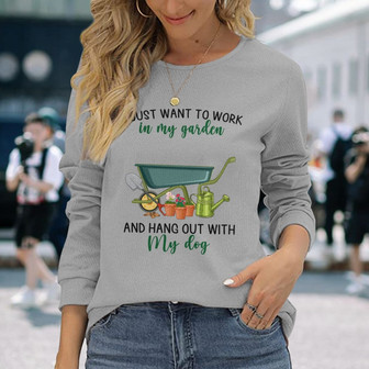 Work In Garden And Hang Out With Dogs Custom Long Sleeve Shirt - Gift - Thegiftio UK