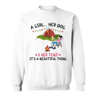 A Camping Girl And Her Dogs Personalized Sweatshirt - Thegiftio UK