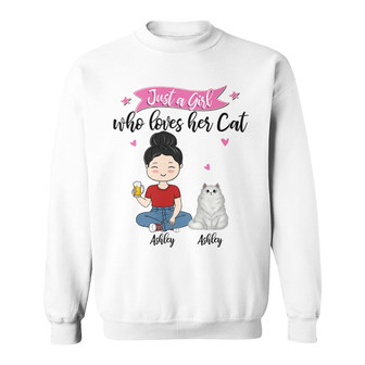 A Chibi Girl Loves Her Cats Custom Sweatshirt - Cat Lovers Gift - Thegiftio UK