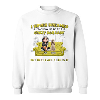 A Crazy Dog Lady 3D Effect Custom Sweatshirt - Dog Mom Gift - Thegiftio UK