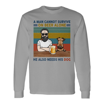 A Man Beer Dogs Retro Custom Long Sleeve Shirt - Gift for Dog Lovers - Thegiftio UK