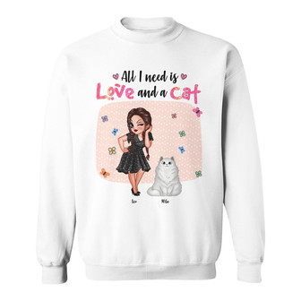 All I Need Is Love And Cats Custom Sweatshirt - Gift for Cats - Thegiftio UK