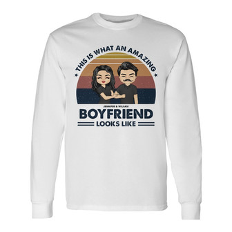 An Amazing Wife Husband Looks Like Custom Long Sleeve Shirt - Thegiftio UK