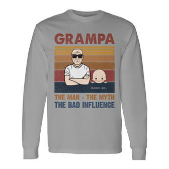 Bad Influence Papa Personalized Long Sleeve Shirt - Gift for Dad - Thegiftio UK