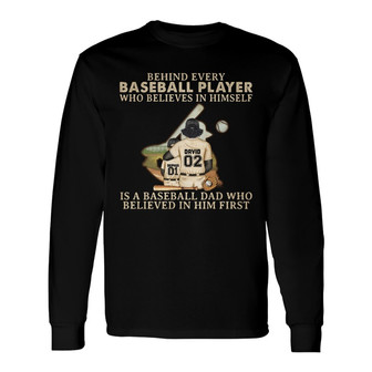 Baseball Dad Behind Every Baseball Player Custom Long Sleeve Shirt - Thegiftio UK