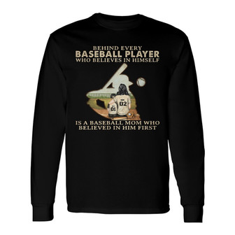Baseball Mom Behind Every Player Custom Long Sleeve Shirt - Thegiftio UK