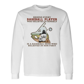 Baseball Mom Behind Every Player Custom Long Sleeve Shirt - Thegiftio UK