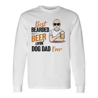 Bearded Beer Loving Dog Dad Custom Long Sleeve Shirt - Gift for Dad - Thegiftio UK