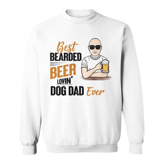 Bearded Beer Loving Dog Dad Custom Sweatshirt - Gift for Dad - Thegiftio UK