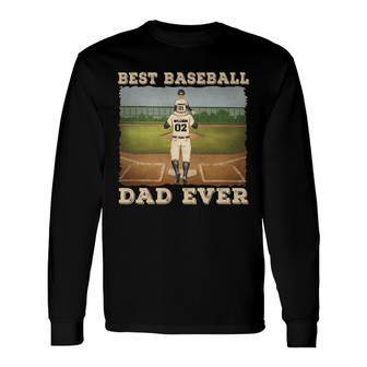 Best Baseball Dad Ever Personalized Long Sleeve Shirt - Father's Gift - Thegiftio UK