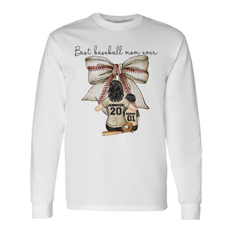 Best Baseball Mom Ever Coquette Bow Custom Long Sleeve Shirt - Gift - Thegiftio UK
