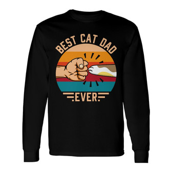 Best Cat Dad Ever New Retro Custom Long Sleeve Shirt - Gift for Dad - Thegiftio UK