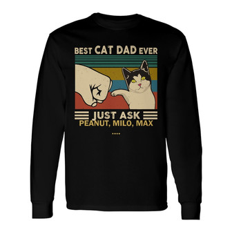Best Cat Dad Ever Personalized Long Sleeve Shirt - Gift for Dad - Thegiftio UK
