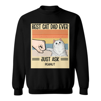 Best Cat Dad Ever Retro Frame Custom Sweatshirt - Gift for Dad - Thegiftio UK