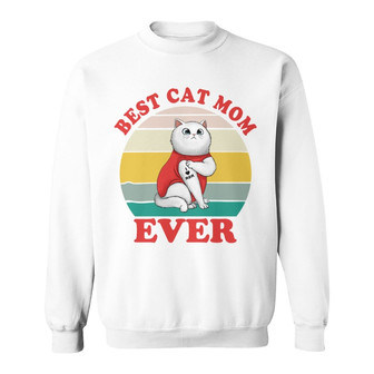 Best Cat Dad Ever Retro Sitting Cat Custom Sweatshirt - Thegiftio UK