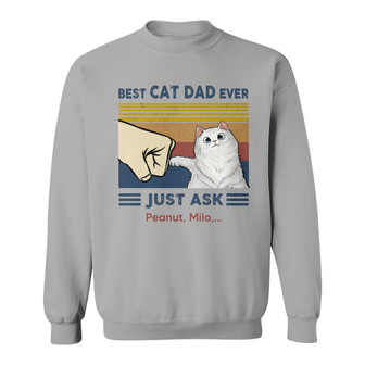 Best Cat Dad Fluffy Cat Custom Sweatshirt - Gift for Dad - Thegiftio UK
