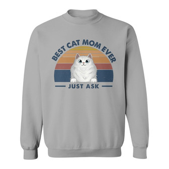 Best Cat Dad Fluffy Cat Retro Custom Sweatshirt - Gift for Dad - Thegiftio UK