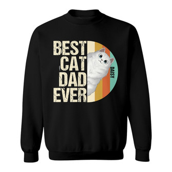 Best Cat Dad Half Circle Retro Custom Sweatshirt - Gift for Dad - Thegiftio UK