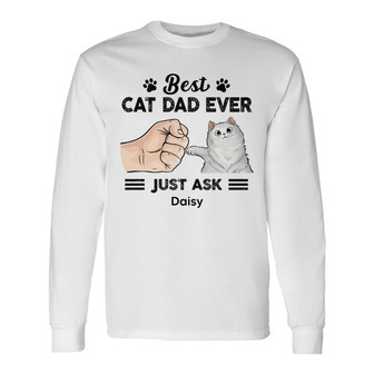 Best Cat Dad Punch Hand Custom Long Sleeve Shirt - Gift for Cat Dads - Thegiftio UK