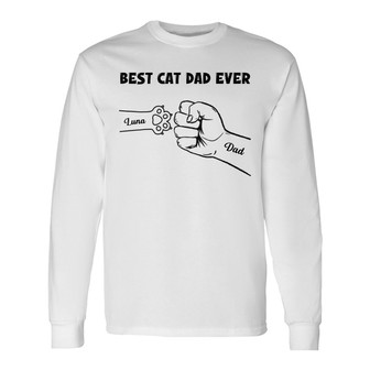 Best Cat Dad Simple Line Custom Long Sleeve Shirt - Gift for Dad - Thegiftio UK