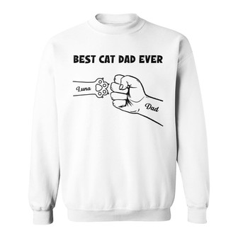 Best Cat Dad Simple Line Custom Sweatshirt - Gift for Dad - Thegiftio UK