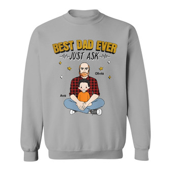 Best Dad Ever Man Sitting With Kids Custom Sweatshirt - Thegiftio UK