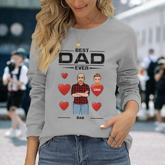 Best Dad Ever Man Standing Custom Long Sleeve Shirt - Gift for Dad - Thegiftio UK