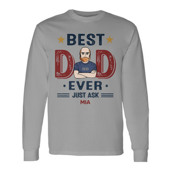 Best Dad Ever Retro Custom Long Sleeve Shirt - Perfect Gift for Dad - Thegiftio UK