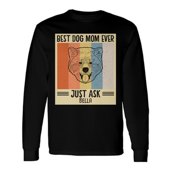 Best Dog Dad Ever Retro Simple Outline Custom Long Sleeve Shirt - Gift - Thegiftio UK