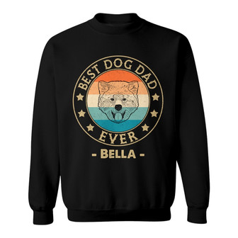 Best Dog Dad Retro Simple Outline Custom Sweatshirt - Thegiftio UK