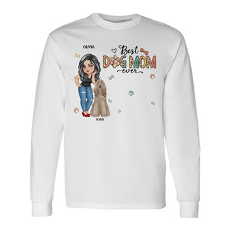 Best Dog Mom Ever Personalized Long Sleeve Shirt - Gift for Dog Moms - Thegiftio UK