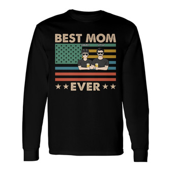 Best Mom Ever Retro Stars Custom Long Sleeve Shirt - Gift for Mother - Thegiftio UK