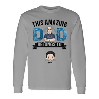 Blue Pattern Amazing Dad Custom Long Sleeve Shirt - Gift for Dad - Thegiftio UK