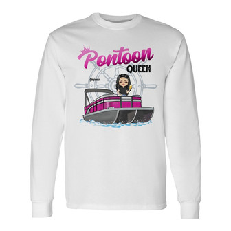 Boating Pontoon Queen Personalized Long Sleeve Shirt - Birthday Gift - Thegiftio UK