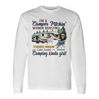 Camper Pitching Wiener Roasting Custom Long Sleeve Shirt - Thegiftio UK