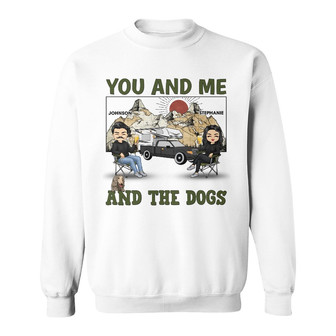 Camping Couple And The Dogs Custom Sweatshirt - Dog Lovers Gift - Thegiftio UK