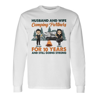 Camping Partners For Years Custom Long Sleeve Shirt - Gift for Couples - Thegiftio UK