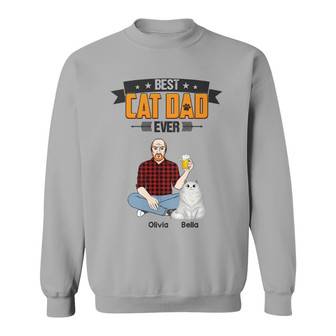 Cat Dad Man Sitting With Fluffy Cats Custom Sweatshirt - Gift - Thegiftio UK