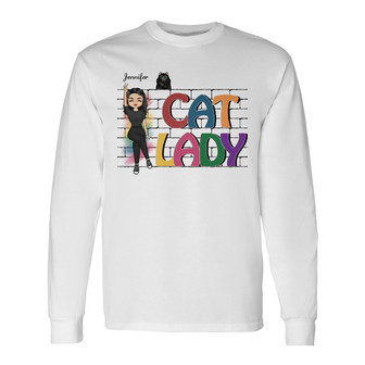Cat Lady Personalized Long Sleeve Shirt - Gift for Cat Lovers - Thegiftio UK