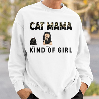 Cat Mama Kind Of Girl Custom Sweatshirt - Gift for Cat Lovers - Thegiftio UK