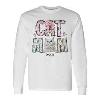 Cat Mom Floral Personalized Long Sleeve Shirt - Gift for Cat Lovers - Thegiftio UK
