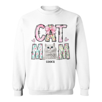 Cat Mom Floral Personalized Sweatshirt - Gift for Cat Lovers - Thegiftio UK